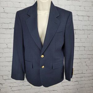 Polo Ralph Lauren Navy 100% Wool Gold Button Notch Blazer Suit Jacket USA 14